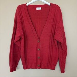 Vintage Y2K Jantzen Men's Large Gandpa Cable Knit Cardigan Sweater USA Academia